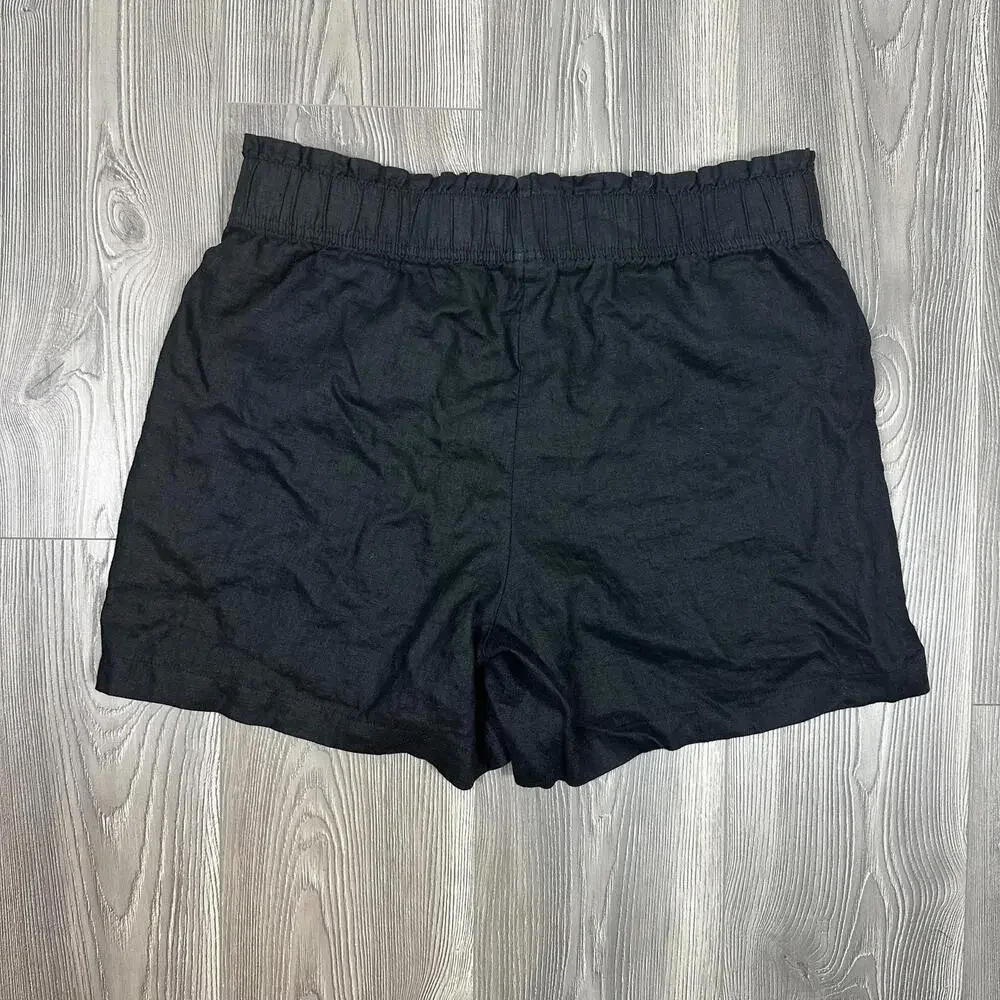 Quince Black Linen Shorts with Pockets and Elastic Waist‎ - Picture 4 of 5